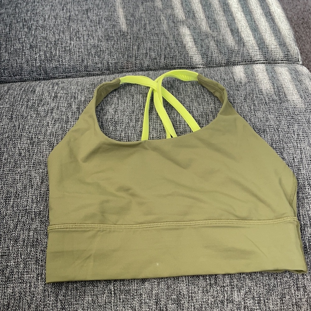lululemon Long Line Energy Bra - Olive Green, Size 6